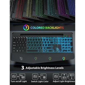 <b>Wireless</b> LED Mouse and Rechargeable Ergonomic Keyboard Combo with Wrist Rest Silent <b>Light</b> and Phone Holder - Product Image 3