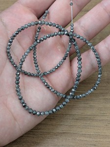 Cuentas Redondas de Diamante Gris Natural AAA de 3 mm, Facetadas, Estilo Sal y Pimienta, Calidad Premium, 15 Pulgadas, para la Elaboración de Joyería de Lujo - Product Image 3
