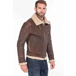 Veste en cuir de mouton pour homme avec col montant, manches longues, capuche, imperméable et respirante, écologique, personnalisable - Product Image 3
