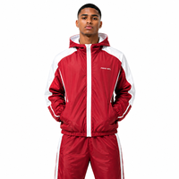 Ensembles de survêtements coupe-vent noirs en nylon personnalisés pour hommes, légers, à capuche, zippés, réfléchissants, style streetwear, vestes OEM pour hommes