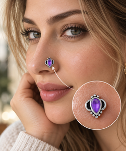 Bijou de corps personnalisé en argent sterling 925 avec améthyste en forme de poire, serti clos, pour femme, vente en gros - Product Image 1