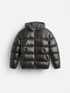Veste matelassée à capuche pour homme, couleur unie, imperméable, coupe-vent, fermeture éclair, vêtement d'hiver décontracté, coupe régulière, matière PU - Product Image 4
