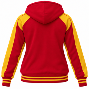 PDK <b>Women</b> Prep Zip Up <b>Hoodie</b> <b>Red</b> Yellow Contrast Long Sleeve Hooded Sweatshirt with Pockets and Ribbed Cuffs for Sorority - Product Image 4