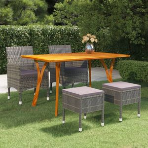 Ensemble de salle à manger robuste en bois d'acacia massif gris, 5 pièces, meubles de jardin durables - Product Image 1