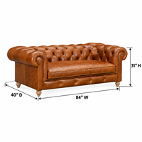 Canapé Chesterfield en cuir véritable trois places, dossier capitonné, accoudoirs roulés, style traditionnel, canapé de salon en cuir