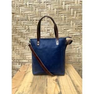 Bolso de Cuero Azul de Lujo para Mujer, Hecho a Mano, Tipo Bandolera, Gran Capacidad, para Viaje, Color Personalizable - Product Image 4