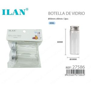 Bottiglia in Vetro Ilan 30mm X 80mm 40Ml con Tappo in Alluminio per Conservazione - Product Image 1
