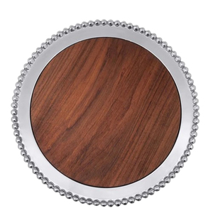Top Selling round Shape Cheese <b>Board</b> Mango Wood with Stainless Steel Platter for Pizza Serving and Chopping-Cheese <b>Tools</b> - Product Image 1