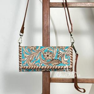 Bolso de Mano de Cuero con Diseño Floral, Hecho a Mano, de Lujo, 2026, Nuevo Diseño, Cuero Genuino de Vaca, Mini Bolso para Mujer, Cartera Triple - Product Image 1