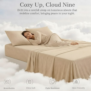 Ensemble de draps de lit de qualité supérieure en heather beige 2026 |   Tissu doux et respirant |   Finition d'hôtel de luxe |   Collection de literie élégante pour lit queen size - Product Image 5