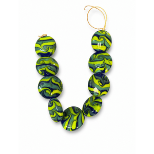 Premium Handmade Lampwork Glass <b>Beads</b> <b>Bracelet</b> 25mm Swirl Disc Design for Fashion Jewelry Statement Accessories and Elegant Gift - Product Image 1