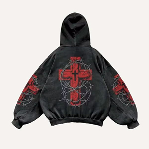 High Quality Custom Unisex Oversized Drop Shoulder Winter Y2K Hoodie 100% Cotton Heavyweight <b>Thick</b> <b>Fleece</b> Pullover Embroidery - Product Image 2