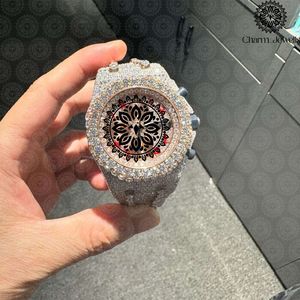 Charm_Jewells Luxury Men Stainless Steel <b>Watch</b> Round 43mm Analog Quartz Sapphire Crystal <b>Diamond</b> Bracelet Fashion - Product Image 1