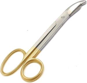 Tijeras para vendajes TC BRUNS curvadas de 24.0 cm, de acero quirúrgico inoxidable, tijeras manuales para cortar yeso con mango dorado, CE, de Dentavex - Product Image 2