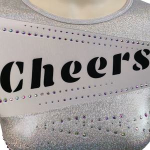 Uniforme Deportivo Personalizado para Animadoras Adultas, Top Corto y Falda Blancos y Plateados, 100% Poliéster - Product Image 2