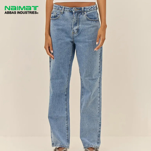 Vintage High Rise Women Denim Pants Straight Leg Comfy Jeans Stretch Wide Leg Denim Trousers For Daily Fashion - Product Image 1