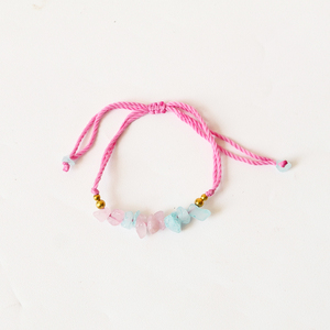 สร้อยข้อมือเชือกถักประดับคริสตัลธรรมชาติทำมือ ปรับขนาดได้ ประดับด้วยพลอยสีชมพู เครื่องประดับสวยงาม ขายส่งจากผู้ผลิต - Product Image 1