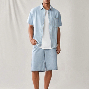 EQUEST GEAR Nouveauté Été – Ensembles T-shirt et Short en Jean 100% Coton Respirant Grande Taille pour Homme, Style Urbain Personnalisable avec Logo - Product Image 2