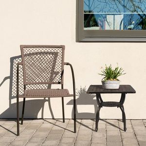 Cast Aluminum Anti-Rust Outdoor Square End Table Patio Coffee Bistro Table for Indoor Garden Porch Balcony - Product Image 3