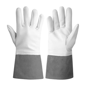 Gants de soudure de sécurité industrielle en cuir de vachette grainé de qualité supérieure, certifiés CE, antistatiques, résistants aux chutes de chaleur et aux étincelles, 11 oz - Product Image 6