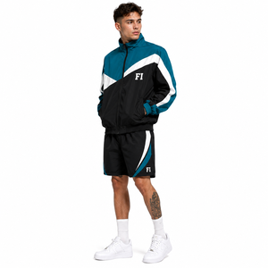 Men's Color Blocking Racer Jacket Custom Logo Zip Front Sporty Track Suit Sets Breathable Polyester Spring Wear men's jackets - Product Image 5