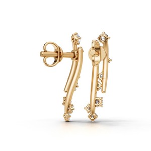 Boucles d'oreilles en or 18 carats avec diamants de laboratoire certifiés IGI en forme de feuille |   Boucles d'oreilles élégantes inspirées de la nature avec diamants - Product Image 3