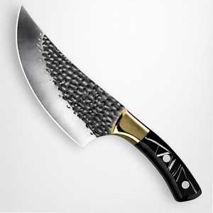 Drop Point Skinner Knife Stainless Steel Blade Black Handle Gold Ferrule 0.6mm Thickness Bevel Edge - Product Image 3