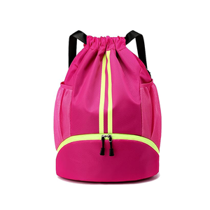 Canvas <b>Drawstring</b> <b>Backpack</b> with Neon Yellow Trim and Side Pockets 30-40L for Gym Sports Travel - Product Image 1