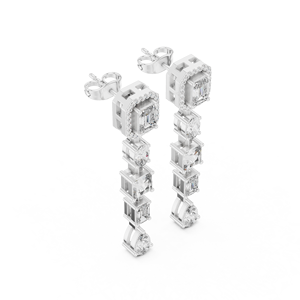 Luxury <b>Emerald</b> Cut Diamond IGI Certified 18K Gold Long Dangle <b>Drop</b> <b>Earrings</b> for Women's Wedding Anniversary & Party - Product Image 4