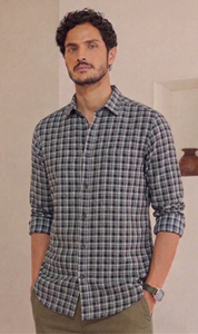 Camisa Casual de Manga Larga con Doble Botonadura y Micro Cuadros para Hombre, 100% Algodón Transpirable, Verano, ODM, Logotipo en el Cuello Trasero, Marca Enovate - Product Image 3