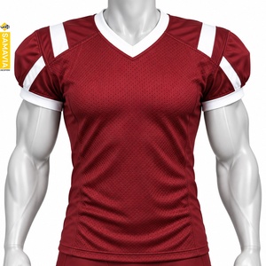 เสื้อฟุตบอลอเมริกันคอวีสีดำสำหรับผู้ชาย SAMAVIA แขนสั้น ผ้าตาข่าย โพลีเอสเตอร์ 100% ระบายอากาศได้ดี ชุดกีฬา - Product Image 4