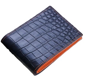 Cartera de piel de cocodrilo personalizada, Cartera de piel de cocodrilo Azul Marino - Product Image 1