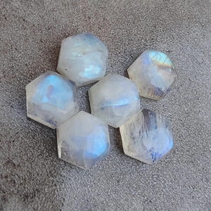 Piedra Lunar Blanca Natural de Grado AAA, Cabujón Hexagonal Calibrado, Gema Suelta para Joyería, Disponible en Todos los Tamaños - Product Image 3
