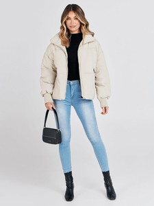 Chaqueta Corta Acolchada de Moda para Mujer, Abrigo de Invierno Cálido con Cierre de Cremallera - Product Image 4