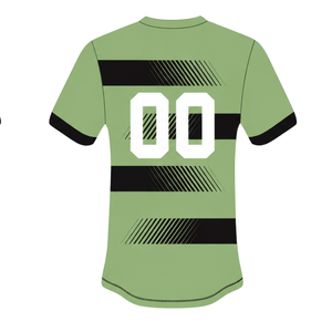 Conjunto de Pantalones Cortos y Camiseta de Rugby Verde Salvia y Negro, Manga Corta, Cuello Redondo, Uniforme de Equipo a Rayas, Ropa Deportiva Transpirable Personalizada para Entrenamiento - Product Image 4