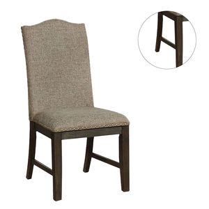 Espresso Warm Gray Solid Wood Dining <b>Chairs</b> Transitional Set of 2 Nail Heads Fabric Upholstered <b>Padded</b> Seat Rustic Kitchen Style - Product Image 6