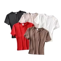 T-shirt d'été personnalisé pour femme de qualité supérieure, 100 % coton, manches courtes, tricoté, imprimé délavé aux enzymes, décontracté, en promotion, Inde