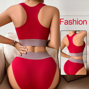 Breathable High Elastic <b>Sport</b> <b>Bra</b> and Panties Set Support to Custom Printing Logo Seamless Sporty Yoga 2 Pieces <b>Bras</b> for Women - Product Image 2