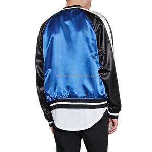 OEM Men's Satin Jacket Varsity polyester Bomber Biker raglan sleeve snap closure <b>Winter</b> Casual - Product Image 2