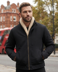 Premium Jet Black <b>Sherpa</b> <b>Lined</b> Cotton Hooded Windproof Casual Men Winter <b>Jacket</b> - Product Image 4