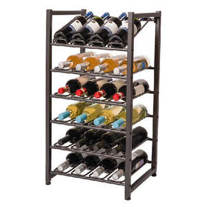 Estante Metálico Multiusos Personalizado de 6 Niveles para Botellas de Vino, Soporte para Copas de Vino, Estante de Exhibición y Almacenamiento de Vino para Piso - Product Image 1