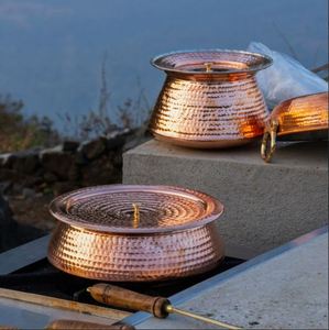 Copper Lagan for Cooking Enamel Interior (Kalai) Handcrafted Hammered & Asian Zen Design Dishwasher Safe - Product Image 6