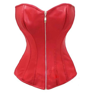 Salva Leather <b>Women's</b> Black 100% Leather Corset <b>Waistcoat</b> V-neck Zipper Closure Lace-Up Back Casual Style Waterproof Digital - Product Image 1