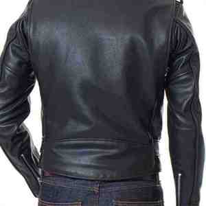 Chaqueta de Cuero Negra Clásica para Hombre, Chaqueta de Motociclista de Cuero Vacuno Auténtico con Cierre de Cremallera y Bolsillos Elegantes - Product Image 5