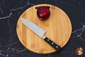 เขียงไม้ไผ่ธรรมชาติแบบหรูหราบอร์ด100% ดีไซน์ใหม่ทำด้วยมือเป็นมิตรต่อสิ่งแวดล้อมกำหนดโลโก้เองสำหรับสับ - Product Image 3