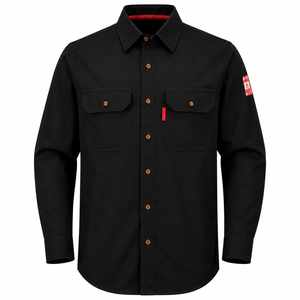 Camisa de Trabajo Ignífuga Negra para Hombre, Manga Larga, Uniforme de Reparación Mecánica, Ropa de Protección de Seguridad, Parche con Etiqueta, Marca Personalizada - Product Image 1