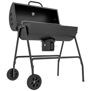 Barile nero carbone BBQ Grill fumatore con 420 mq di cottura Area ruote e raccoglitore di cenere - Product Image 1