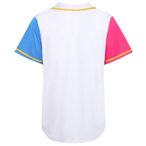 เสื้อเบสบอลแบบยูนิเซ็กซ์ สีขาว ชมพู ฟ้า แขนสั้น ติดกระดุมด้านหน้า ซับเหงื่อได้ดี โลโก้สั่งทำได้ ระบายอากาศได้ดี เหมาะสำหรับเล่นกีฬา - Product Image 2