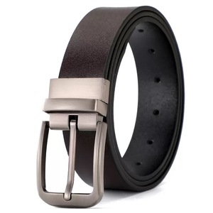 <b>Reversible</b> Genuine Leather <b>Belt</b> Cow Hide Solid Color Pin Buckle Alloy Formal Men's <b>Belt</b> - Product Image 4