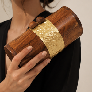 Ethnic Indian Bohemian <b>Wooden</b> Clutch Bags Chains Button Durable Handmade Portable Women Party Use Adjustable Strap Magnetic - Product Image 4